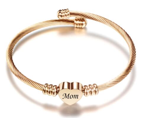 Cherished Heart Stainless Steel Mom Bracelet