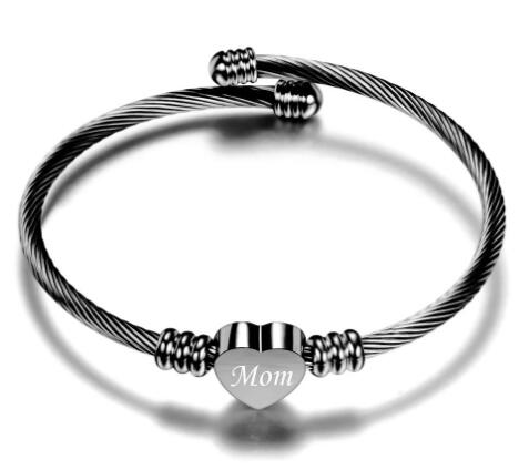 Cherished Heart Stainless Steel Mom Bracelet