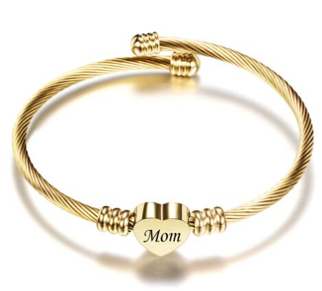 Cherished Heart Stainless Steel Mom Bracelet