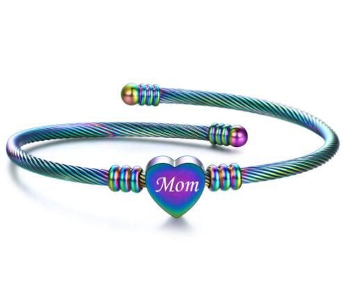 Cherished Heart Stainless Steel Mom Bracelet