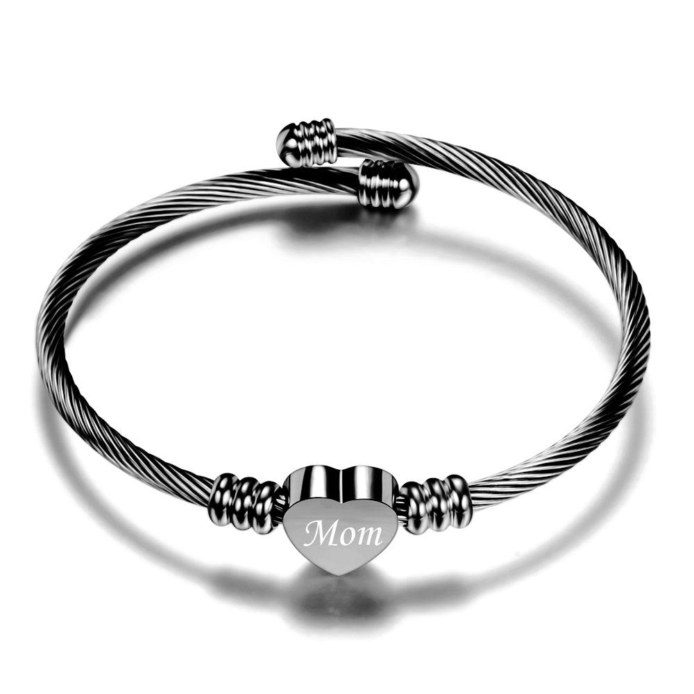 Cherished Heart Stainless Steel Mom Bracelet